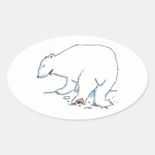 Adesivos ovais de Urso Polar