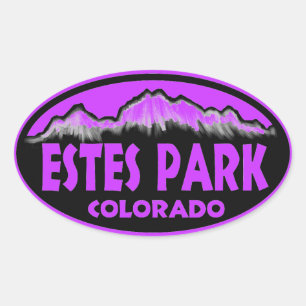 Adesivos ovais roxos do Estes Park Colorado