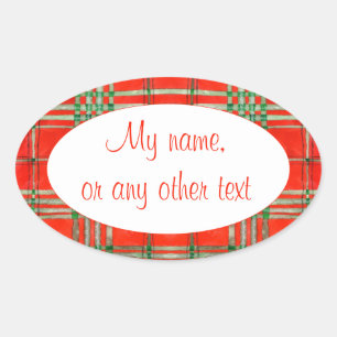 ADESIVOS OVAL MATTE TARTAN VERMELHO ESCOCÊS