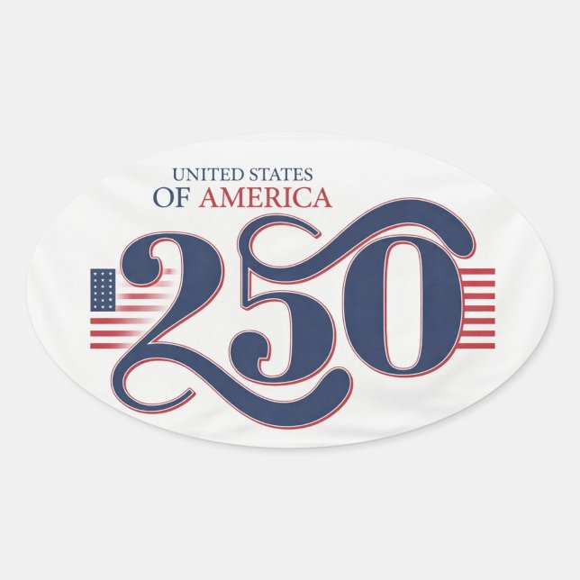 Adesivos Oval Patrióticos EUA 250  ("Celebrating 250 years of American Spirit")