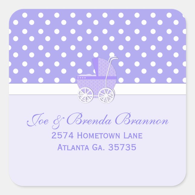 Adesivos para Carruagems de bebê púrpura e branca (Frente)