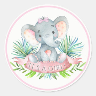 Adesivos para Chá de Bebê de Elefante Menina