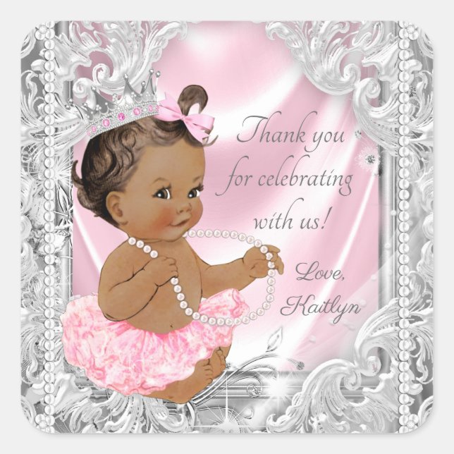 Adesivos para Chá de Bebê de Princesa Afro-America (Frente)