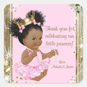 Adesivos para Chá de Bebê de Princesa Afro-America