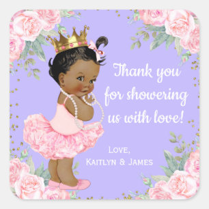 Adesivos para Chá de Bebê de Princesa Afro-America