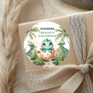 Adesivos para Chá de Bebê Dinossauro Fofo que Vai