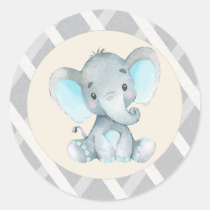 Adesivos para Chá de Bebê do Menino Elefante Azul