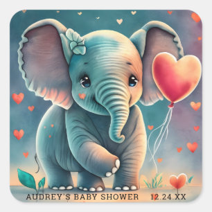 Adesivos para Chá de Bebê Elefante Cinza Turquesa