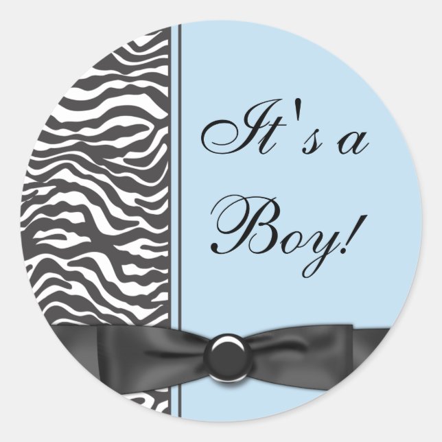 Adesivos para Chá de Bebê Menino Blue Zebra (Frente)