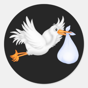 Adesivos para Chá de Bebê Stork Azul Preto