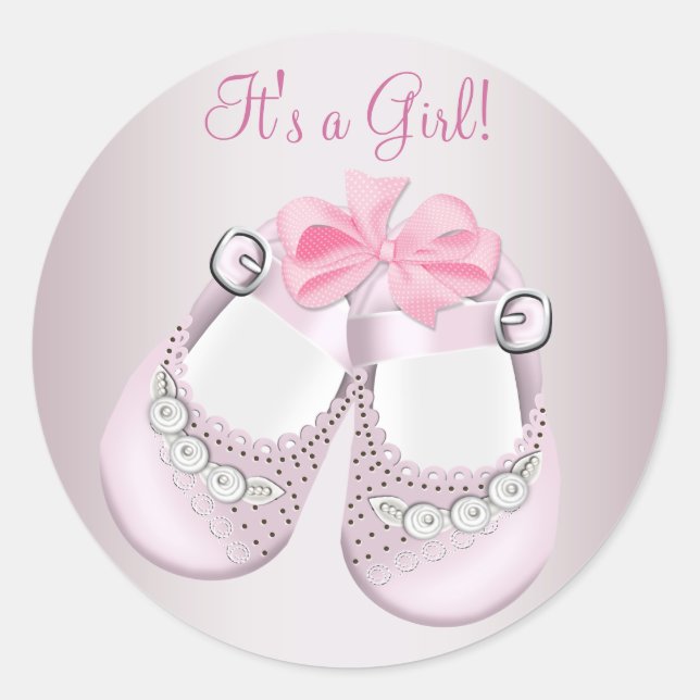 Adesivos para Chuvinha de Bebê Menina Rosa Sapatos (Frente)