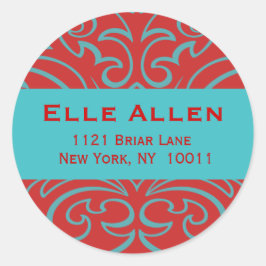 Adesivos para Damasco Vermelho e Aqua Personalizáv