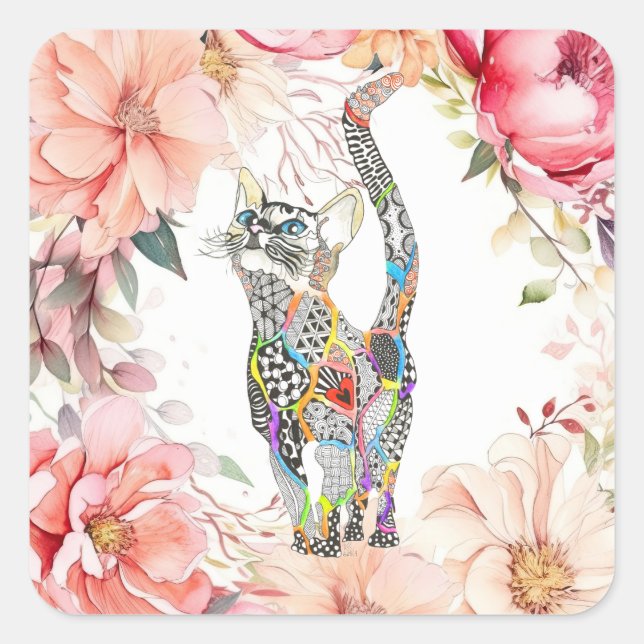 Adesivos para gatos, corados e coloridos (Frente)