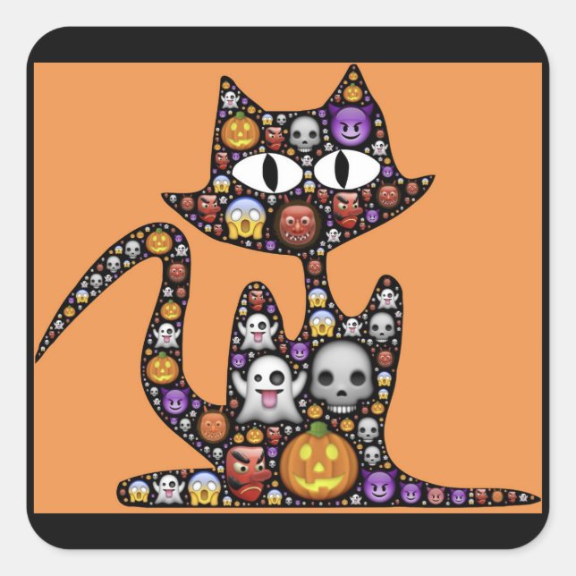 adesivos para gatos emoji de halloween (Frente)