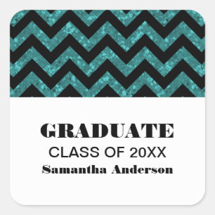 Adesivos para graduação em turquesa Chevron Glitte