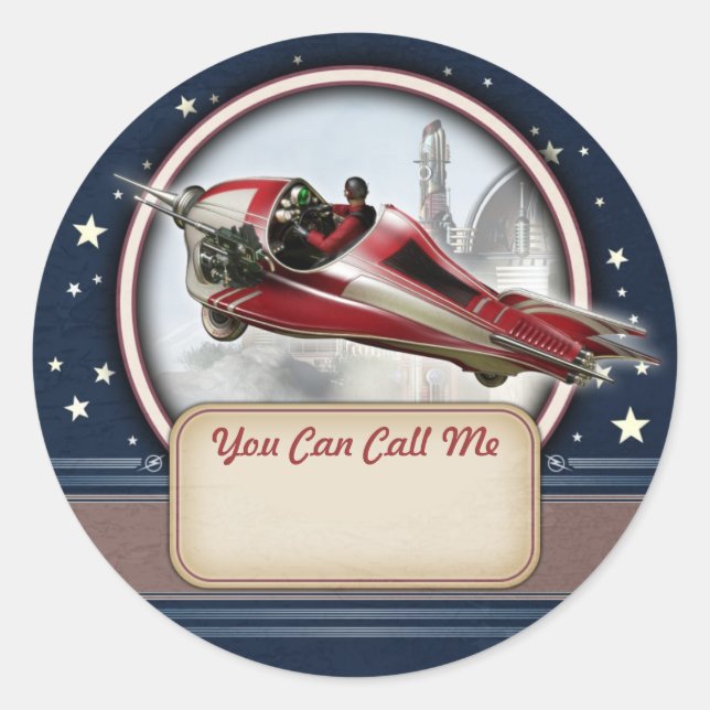 Adesivos para Nomes de etiqueta Retro-Foguete Verm (Frente)