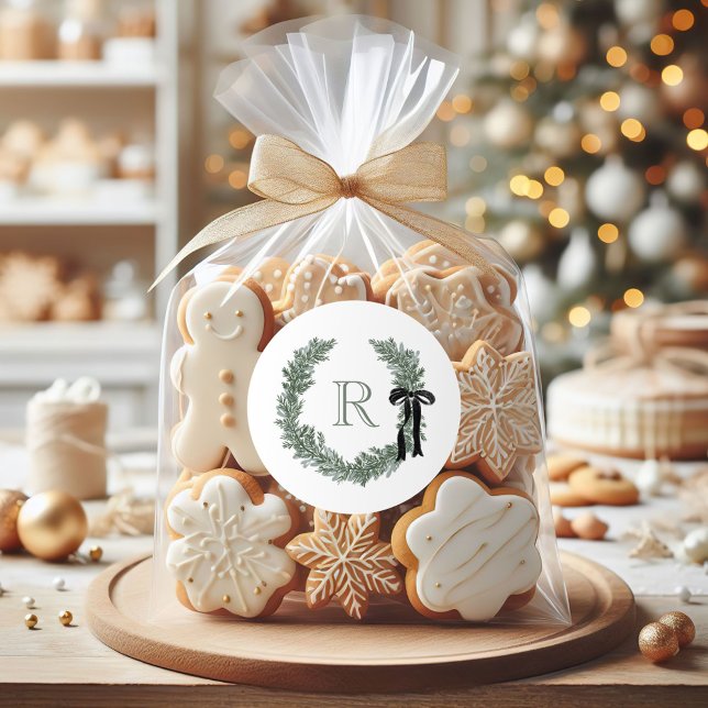 Adesivos para presente com Grinalda Clássica Monog (Criador carregado)