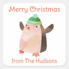 Adesivos para presentes de pinguins de natal com a