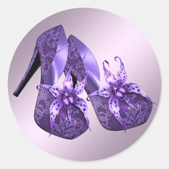 Adesivos para Sapatos de Salto Alto Roxo Orquídea  (Frente)