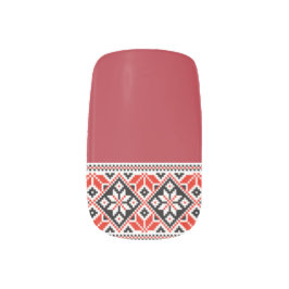 Adesivos Para Unhas Bordado preto vermelho ucraniano de Vyshyvanak