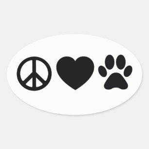 Adesivos Peace, Love & Dogs 4,5 x 2,7" (folha de 4