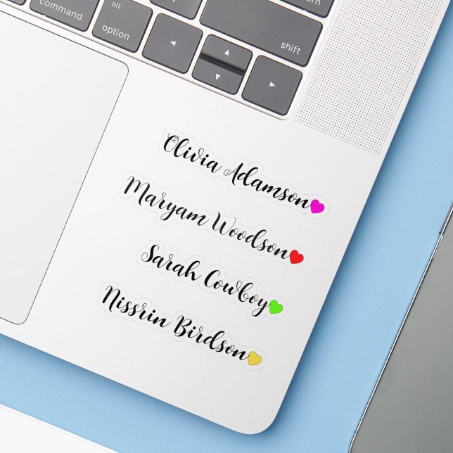 Adesivos Personalizados com Nome Grande e Corações (long name stickers
)