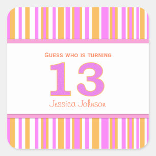 Adesivos personalizados de 13 de aniversário em fo