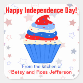 Adesivos Personalizados de Cupcake Vermelho, Branc