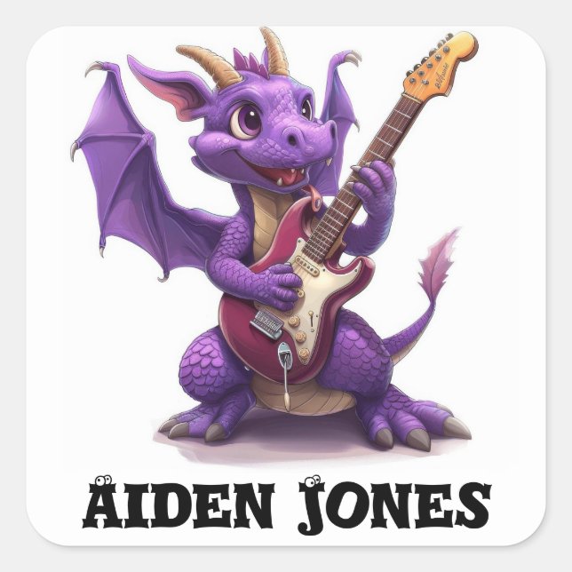 Adesivos personalizados de dragões coloridos (Frente)