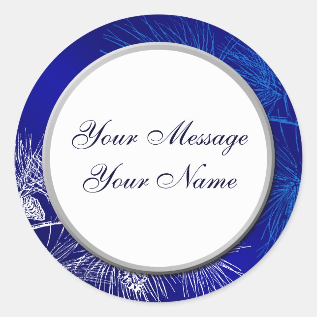 Adesivos Personalizados de Feriado Branco Azul (Frente)