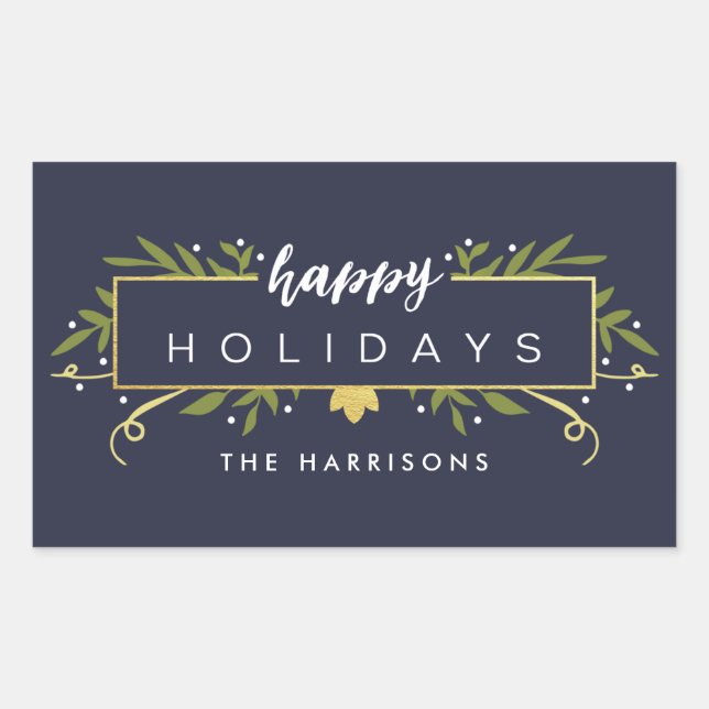 Adesivos Personalizados de Feriado Dourado (Frente)