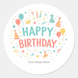 Adesivos Personalizados de Festa de Aniversário Fe
