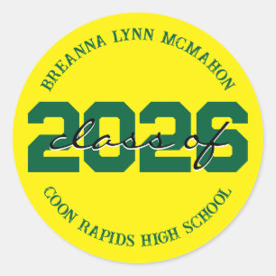 Adesivos Personalizados de Graduação Amarelo e Ver
