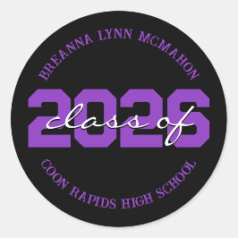 Adesivos Personalizados de Graduação Preto e Roxo