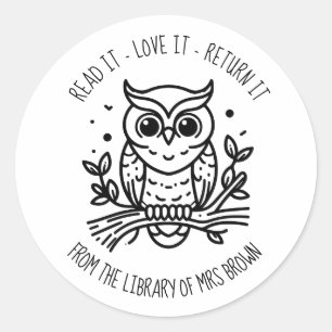 Adesivos Personalizados de Livro Coruja de Ex-Li