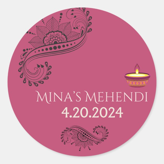 Adesivos personalizados de Mehendi (Frente)