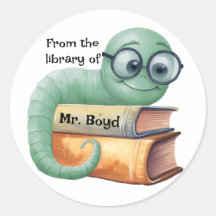 Adesivos Personalizados de Minhoca de Livro – Sala