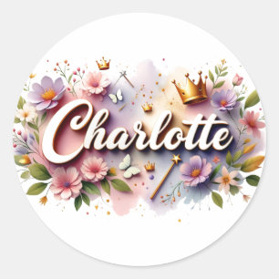 Adesivos Personalizados de Nome de Princesa Floral
