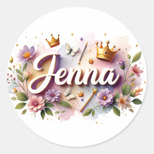 Adesivos Personalizados de Nome de Princesa Floral