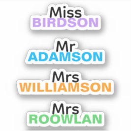 Adesivos Personalizados de Nome de Professor com C