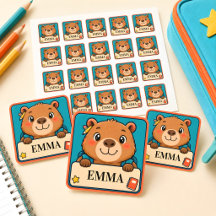 Adesivos Personalizados de Nome Escolar de Capivar