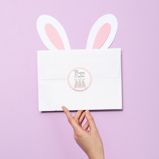 Adesivos personalizados de Páscoa Coelho com Renda (Personalized Lace Bunny Easter Stickers)