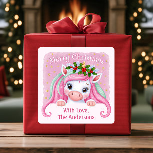 Adesivos Personalizados de Presente de Natal Alegr