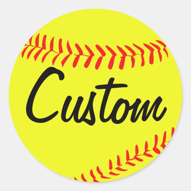 Adesivos Personalizados de Softball Amarelo (Frente)