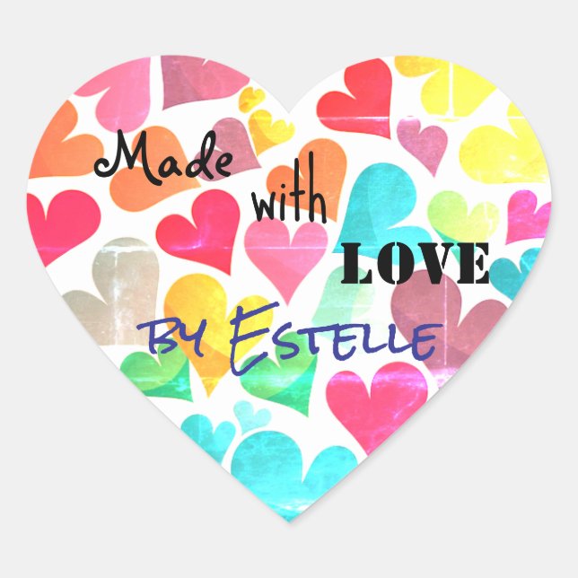 Adesivos personalizados em forma de coração, feito (Frente)