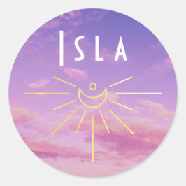 Adesivos Personalizados Ilha Nome Redondo Sol Boho