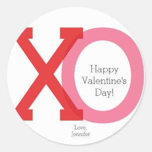 Adesivos Personalizados Modernos XO Rosa Vermelho 