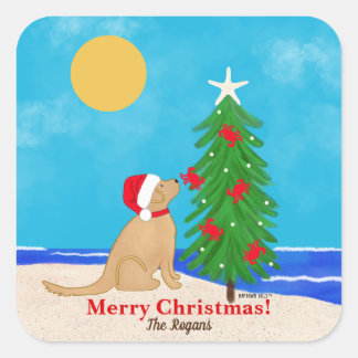 Adesivos Personalizados Natal Cachorro Dourado San