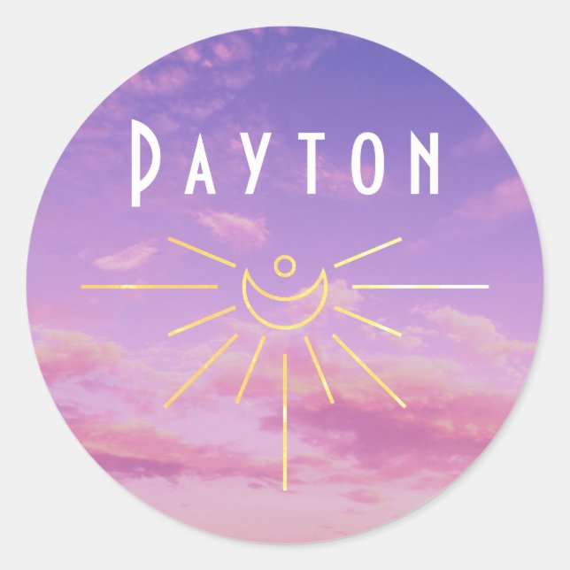 Adesivos Personalizados Nome Payton Redondos Sol B (Frente)