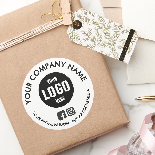 Adesivos Personalizados Redondos à Prova d'Água pa (Custom Round Waterproof Business Logo Stickers)